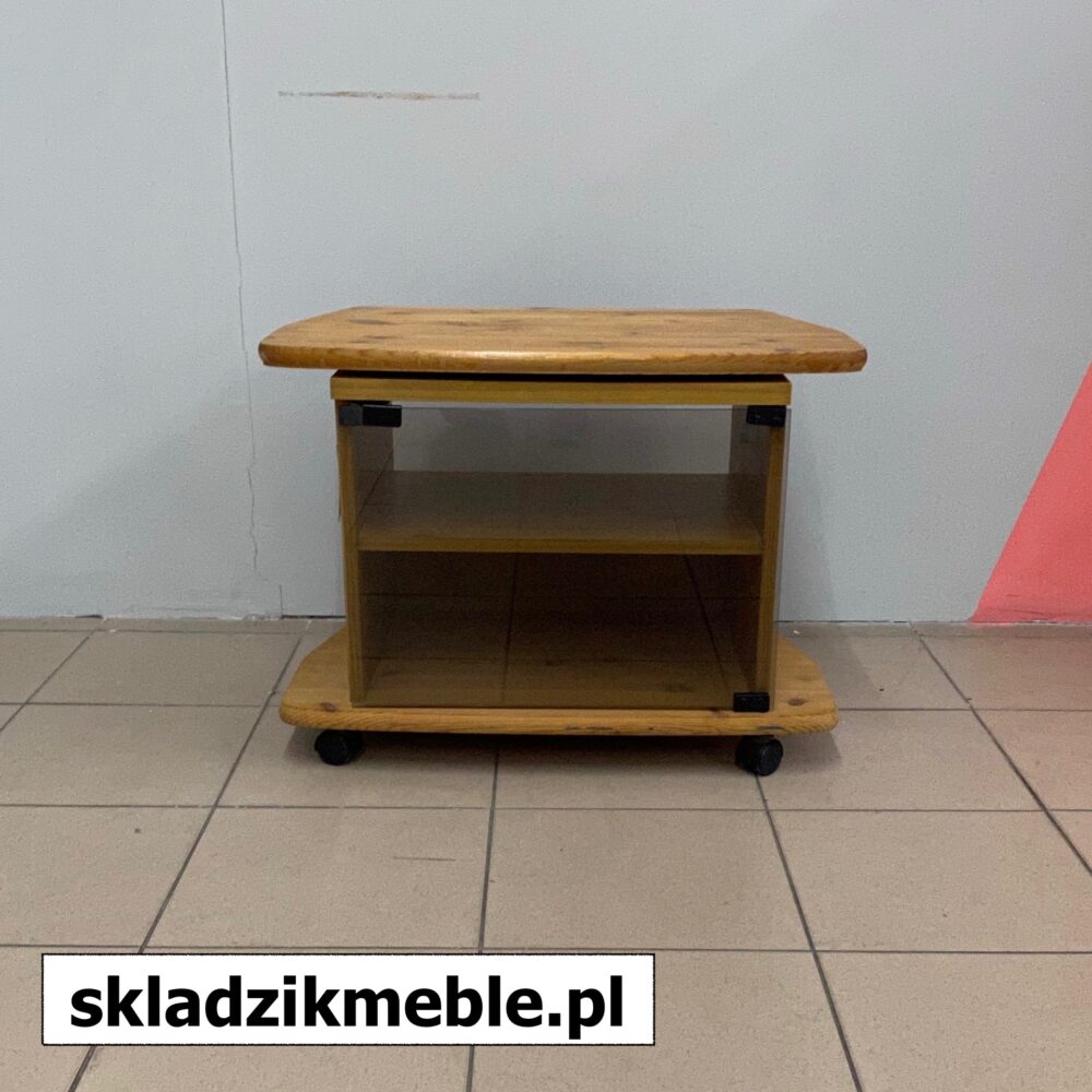 030624 SZAFKA RTV SOSNA MAŁA CIEMNA SZYBA OBROTOWY BLAT