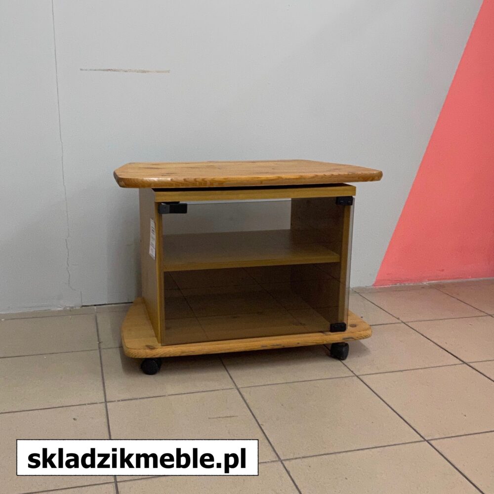 030624 SZAFKA RTV SOSNA MAŁA CIEMNA SZYBA OBROTOWY BLAT - obrazek 3