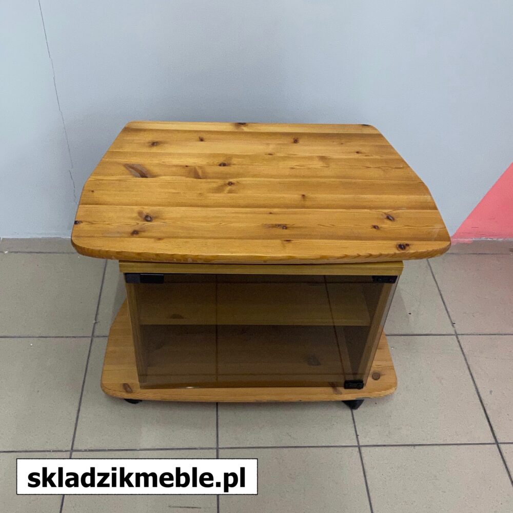 030624 SZAFKA RTV SOSNA MAŁA CIEMNA SZYBA OBROTOWY BLAT - obrazek 4