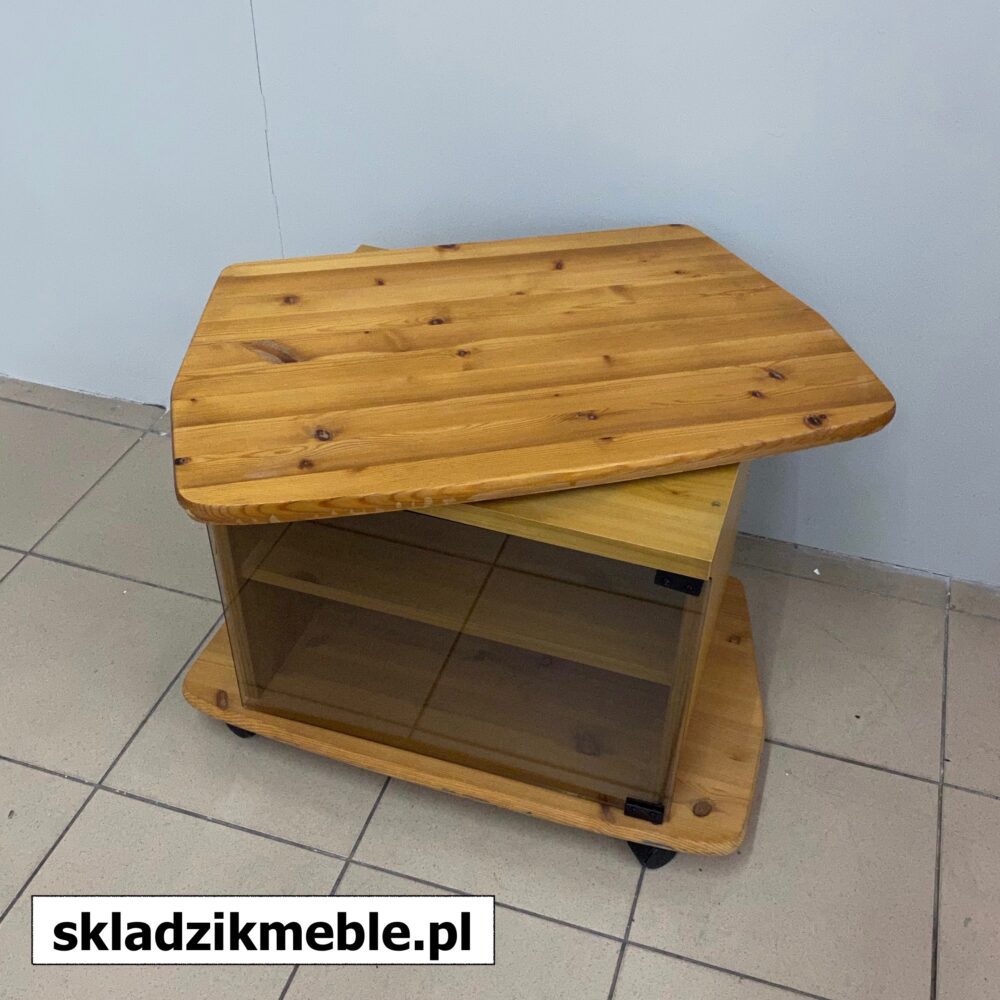 030624 SZAFKA RTV SOSNA MAŁA CIEMNA SZYBA OBROTOWY BLAT - obrazek 5