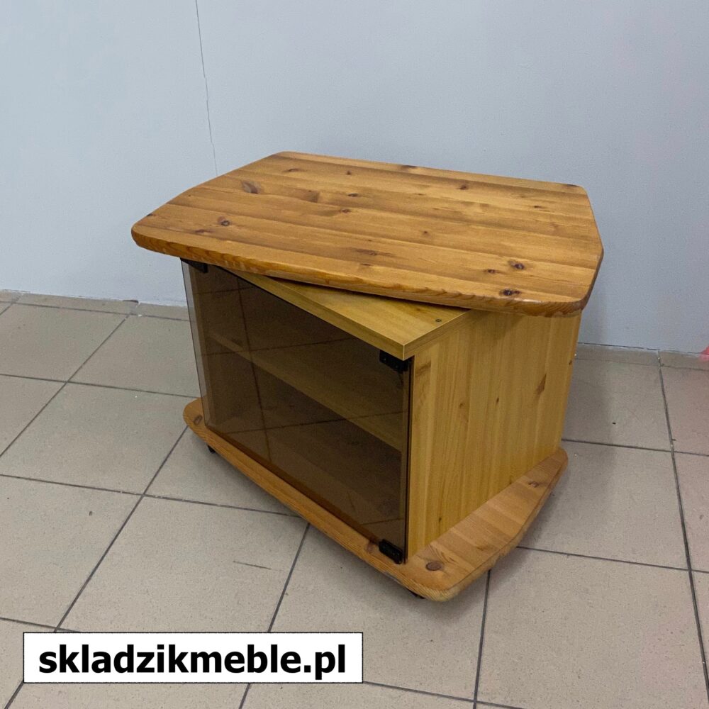 030624 SZAFKA RTV SOSNA MAŁA CIEMNA SZYBA OBROTOWY BLAT - obrazek 8