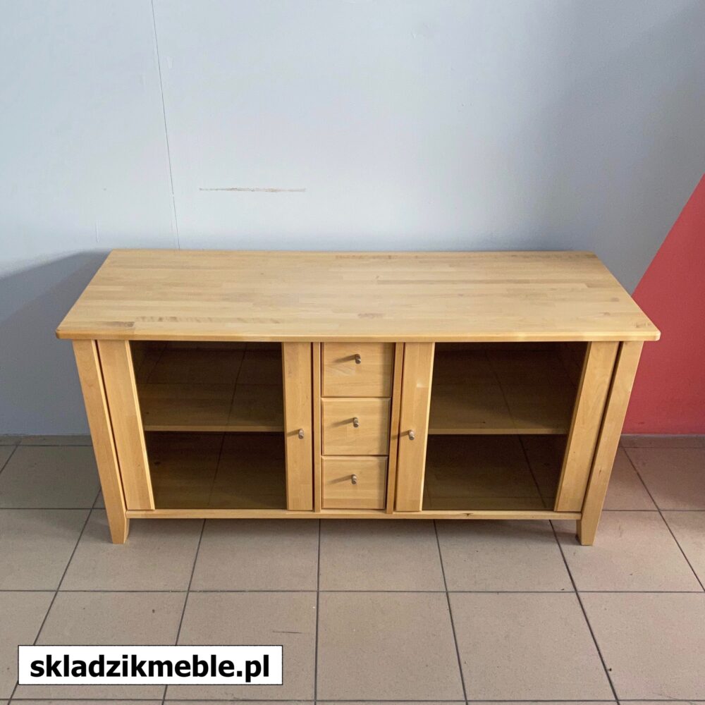 080624 SZAFKA RTV JASNA BRZOZA TRZY SZUFLADKI CIEMNE SZYBY - obrazek 3