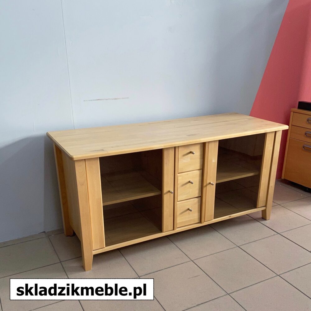 080624 SZAFKA RTV JASNA BRZOZA TRZY SZUFLADKI CIEMNE SZYBY - obrazek 4
