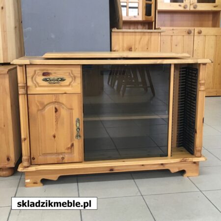 050624 SZAFKA RTV SOSNA CIEMA SZYBA OBROTOWY BLAT