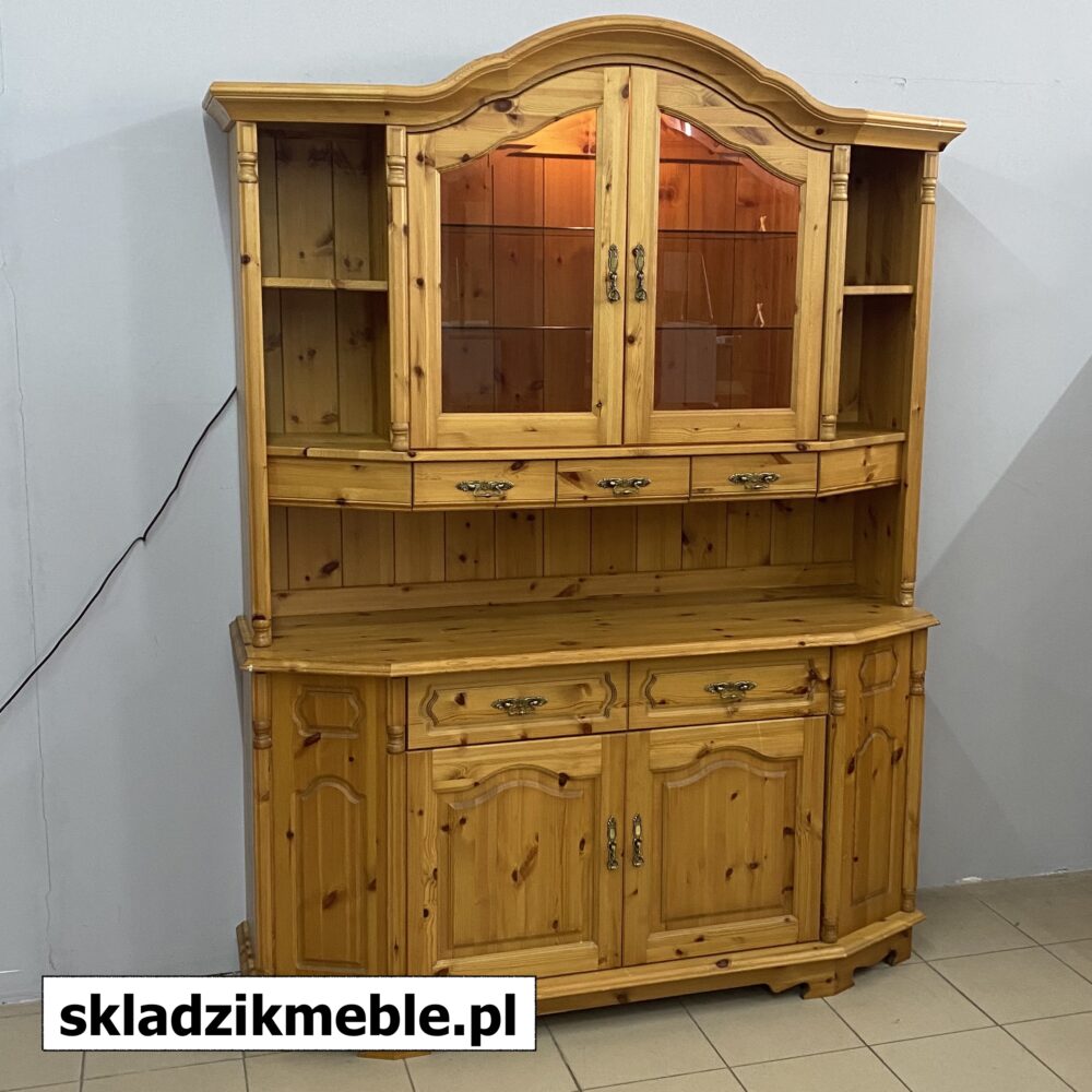 300624 SKANDYNAWSKI KREDENS SOSNOWY Z PRZYCIEMNIANYMI SZYBAMI - obrazek 2