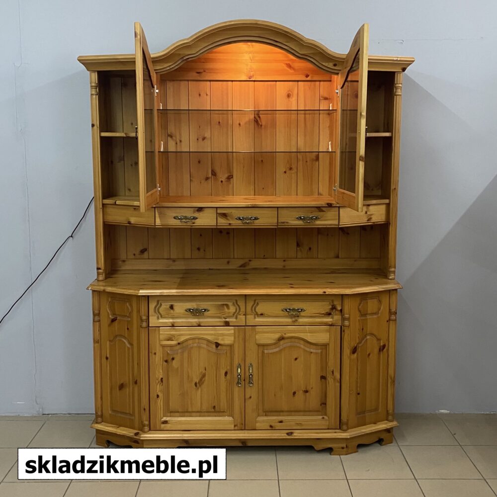 300624 SKANDYNAWSKI KREDENS SOSNOWY Z PRZYCIEMNIANYMI SZYBAMI - obrazek 5