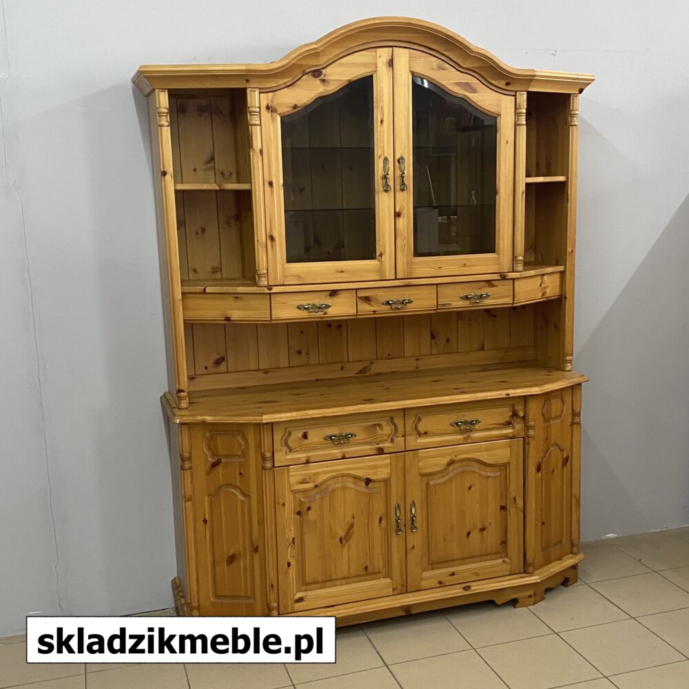 300624 SKANDYNAWSKI KREDENS SOSNOWY Z PRZYCIEMNIANYMI SZYBAMI - obrazek 7