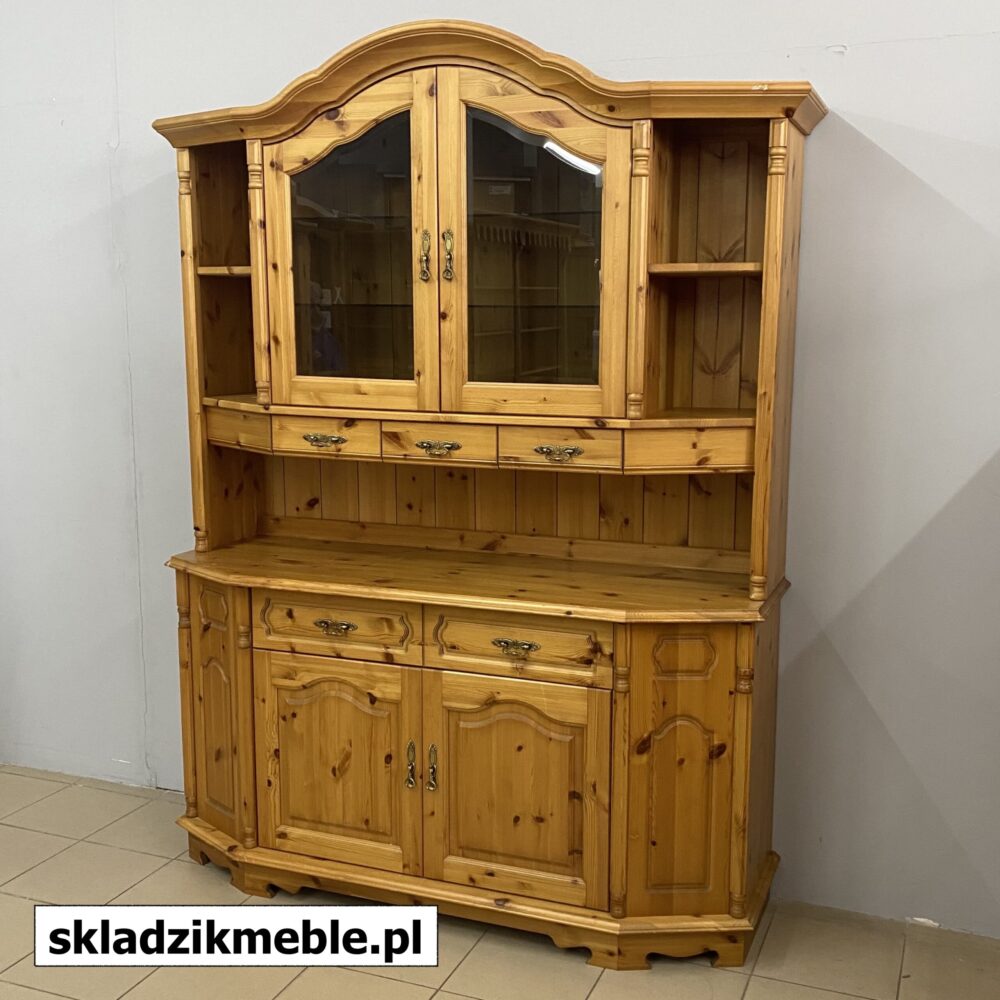 300624 SKANDYNAWSKI KREDENS SOSNOWY Z PRZYCIEMNIANYMI SZYBAMI - obrazek 8