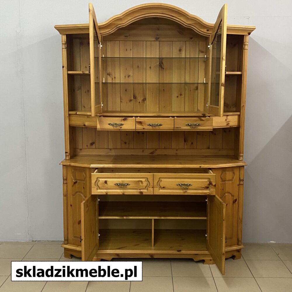 300624 SKANDYNAWSKI KREDENS SOSNOWY Z PRZYCIEMNIANYMI SZYBAMI - obrazek 9