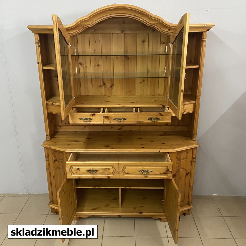 300624 SKANDYNAWSKI KREDENS SOSNOWY Z PRZYCIEMNIANYMI SZYBAMI - obrazek 10