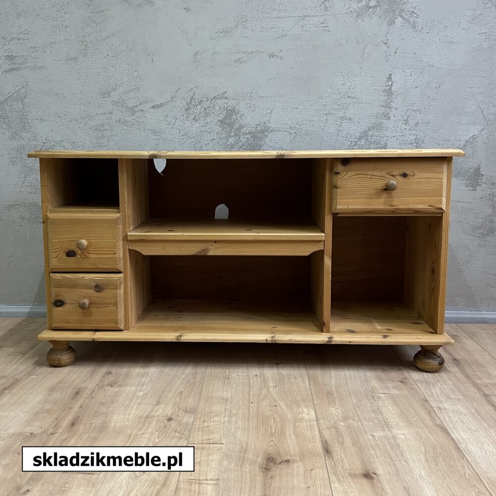071124 KOMODA SOSNOWA, SZAFKA RTV Z WYSUWANĄ PÓŁKĄ 