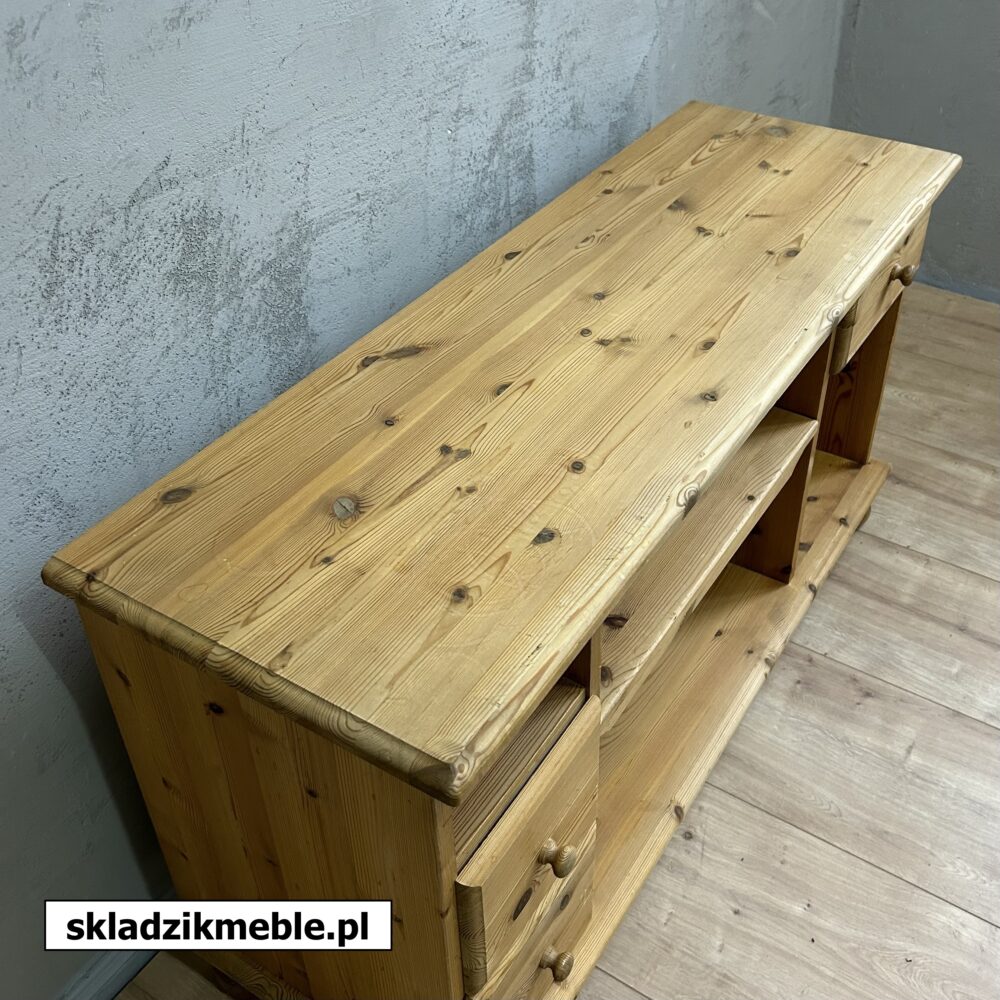 071124 KOMODA SOSNOWA, SZAFKA RTV Z WYSUWANĄ PÓŁKĄ  - obrazek 9