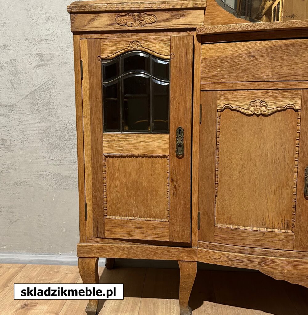 190125 TOALETKA KOMODA DĘBOWA Z KRYSZTAŁOWYM LUSTREM - obrazek 12