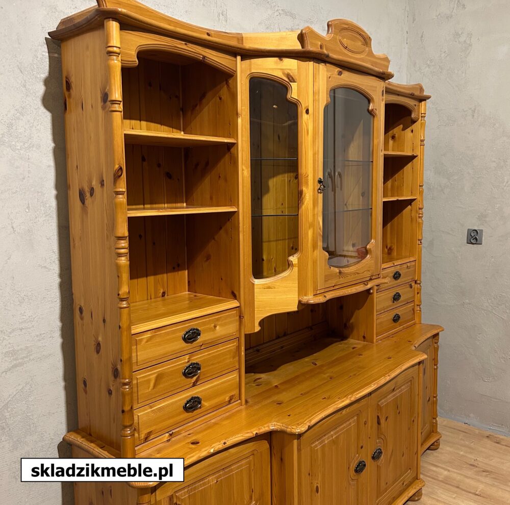 200125 SZEROKI, OKAZAŁY KREDENS SOSNOWY Z WYKUSZEM - obrazek 15