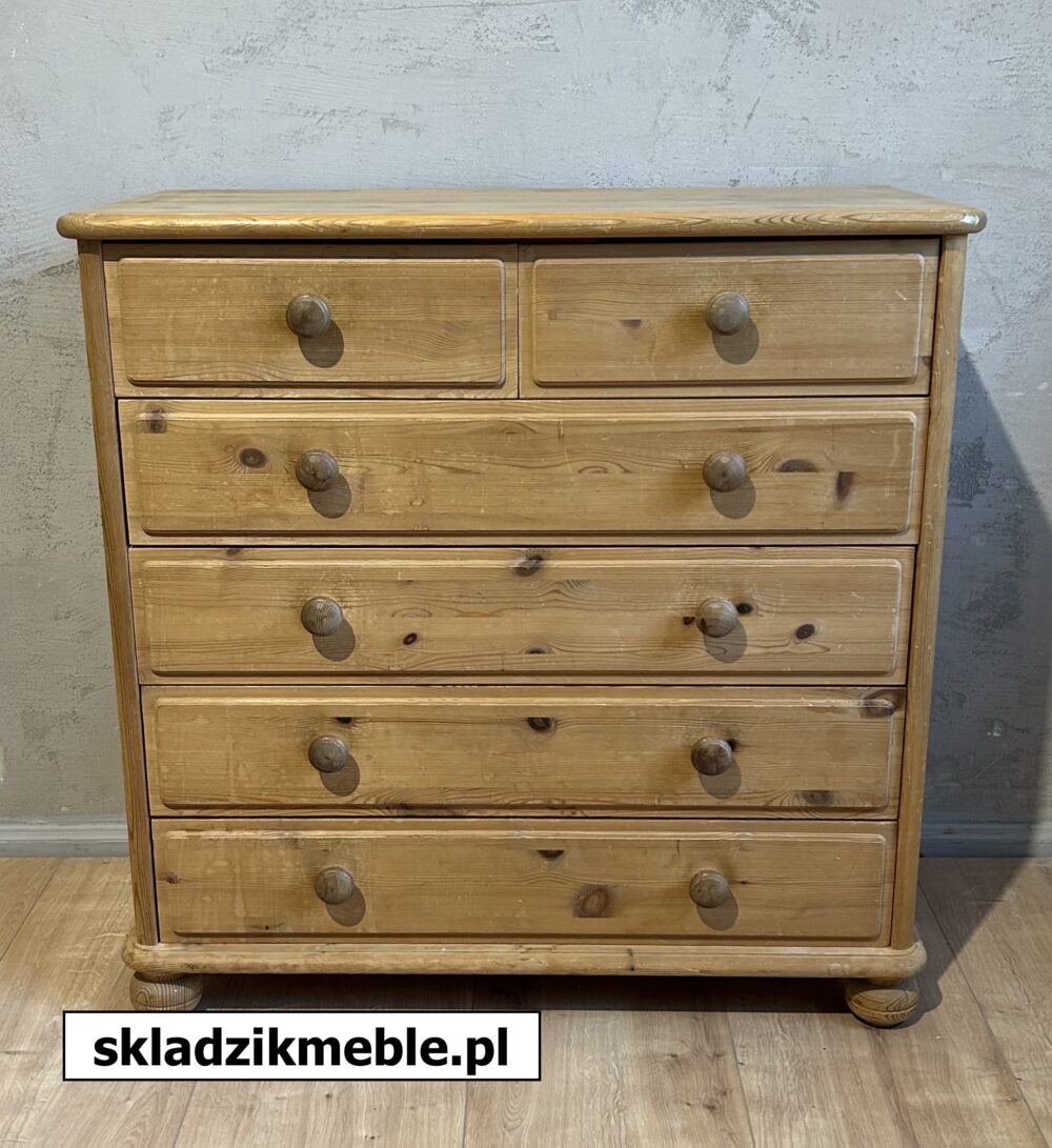 100325 KOMODA SOSNOWA WYSOKA, SZEŚĆ SZUFLAD - obrazek 3