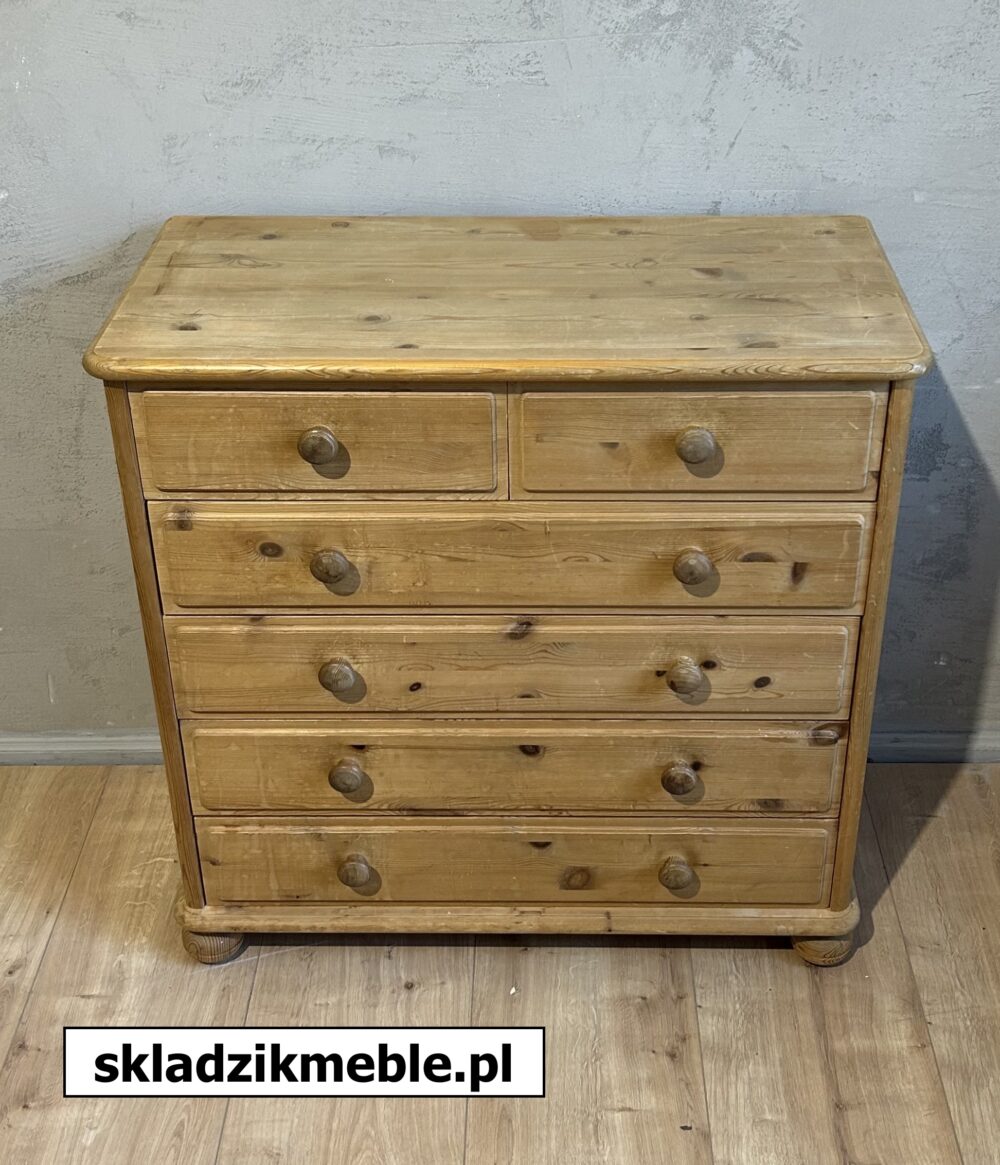 100325 KOMODA SOSNOWA WYSOKA, SZEŚĆ SZUFLAD - obrazek 4