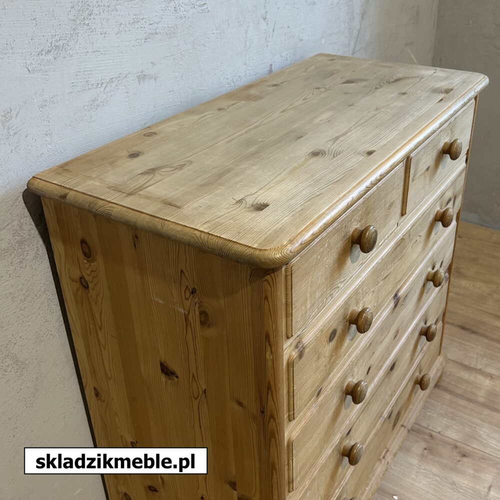 100325 KOMODA SOSNOWA WYSOKA, SZEŚĆ SZUFLAD - obrazek 8