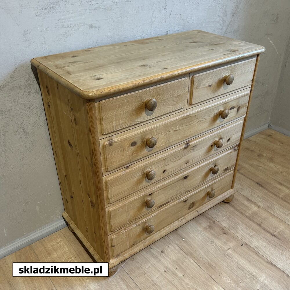 100325 KOMODA SOSNOWA WYSOKA, SZEŚĆ SZUFLAD - obrazek 10