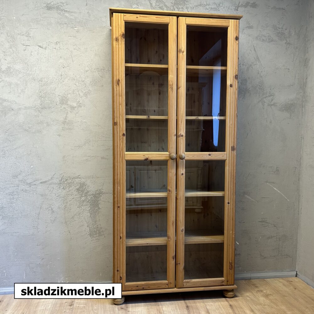 230325 PROSTA WITRYNA SOSNOWA PRZESZKLONA BIBLIOTECZKA