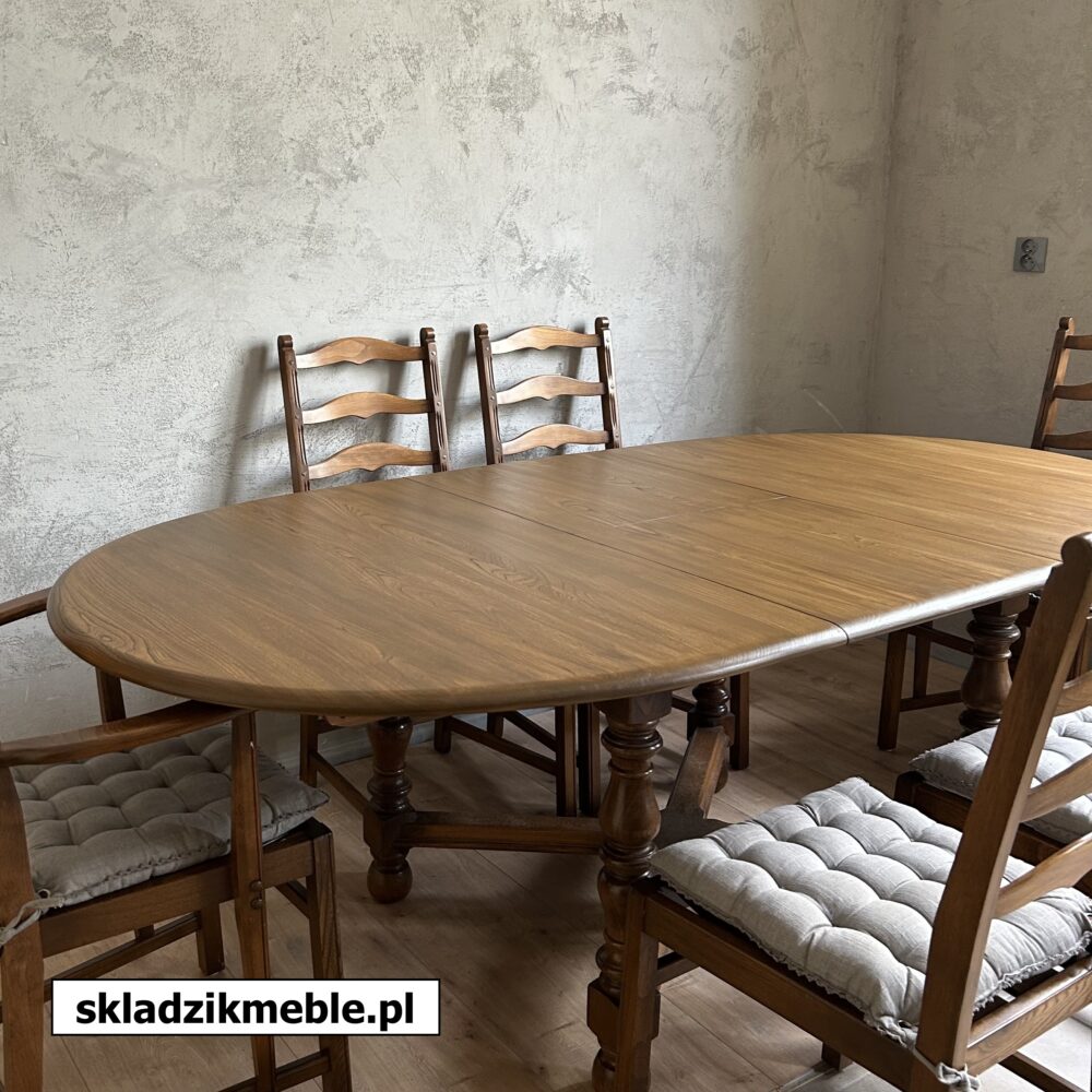 010425 STÓŁ OWALNY ROZKŁADANY W KOLORZE DĄB CIEMNY - obrazek 2