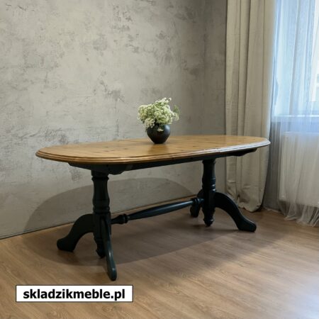 050625 ROZKŁADANY STÓŁ SOSNOWY, OWALNY, PO METAMORFOZIE
