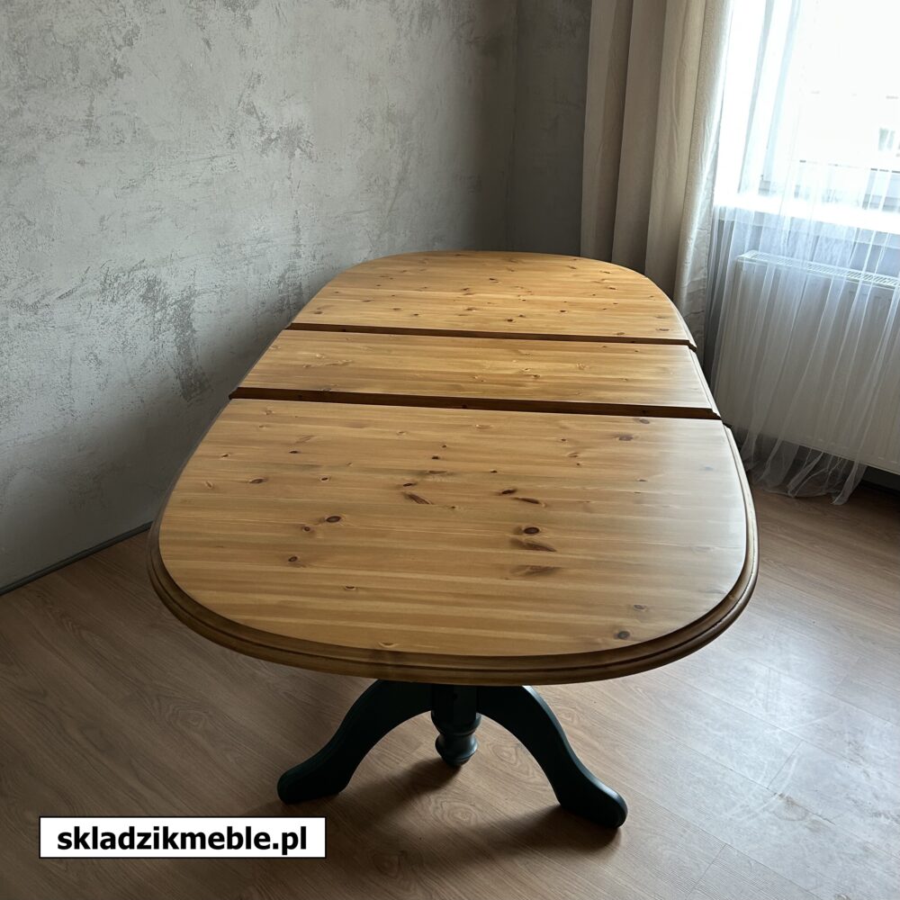 050625 ROZKŁADANY STÓŁ SOSNOWY, OWALNY, PO METAMORFOZIE - obrazek 3