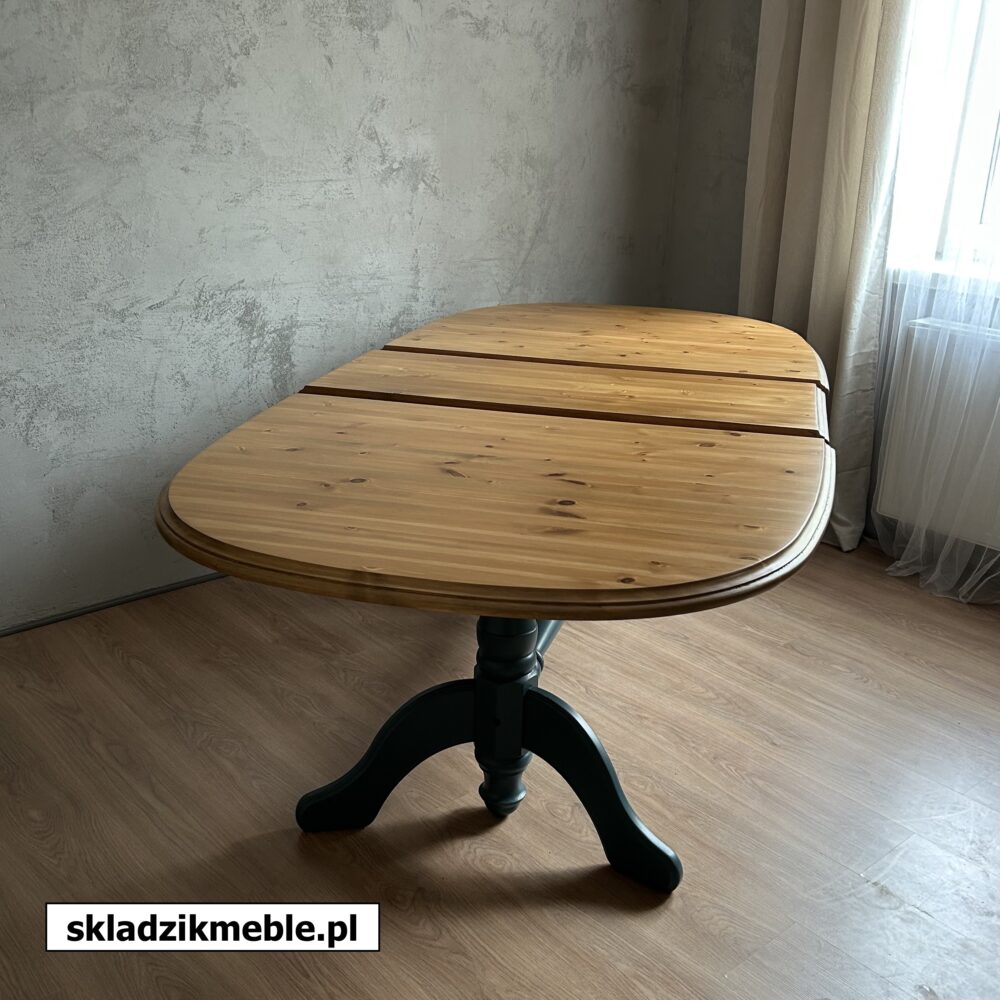 050625 ROZKŁADANY STÓŁ SOSNOWY, OWALNY, PO METAMORFOZIE - obrazek 2