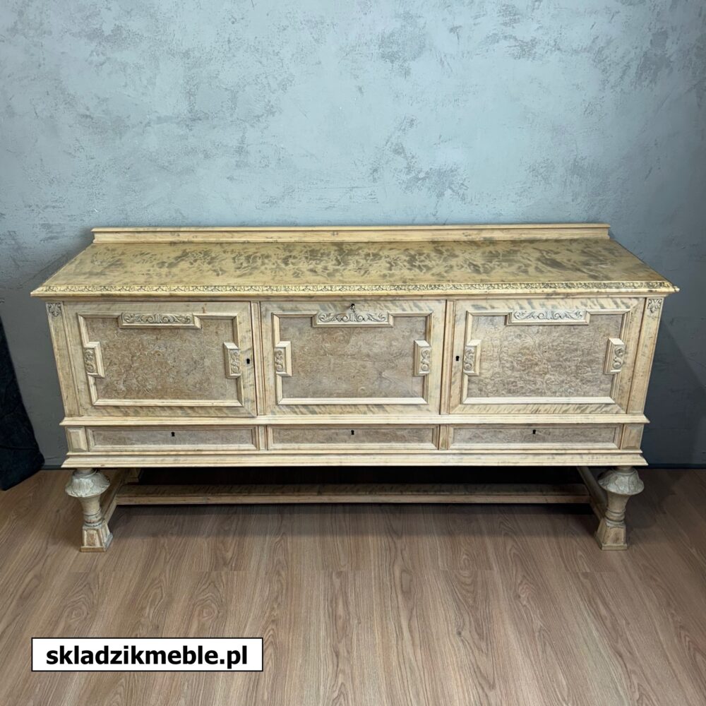 110625 RUSTYKALNA KOMODA Z CIEKAWYM, FORNIROWANYM BLATEM - obrazek 8