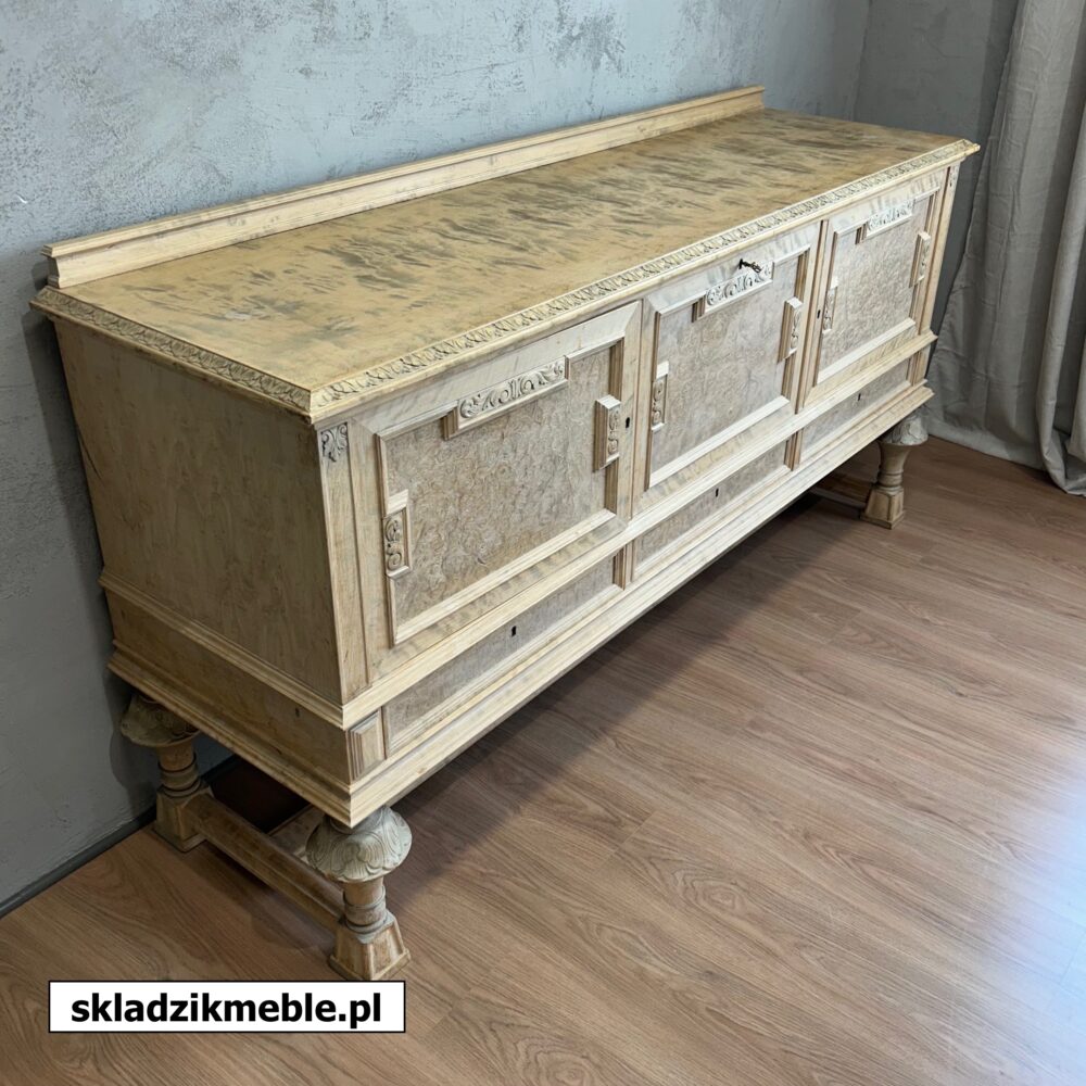 110625 RUSTYKALNA KOMODA Z CIEKAWYM, FORNIROWANYM BLATEM - obrazek 9