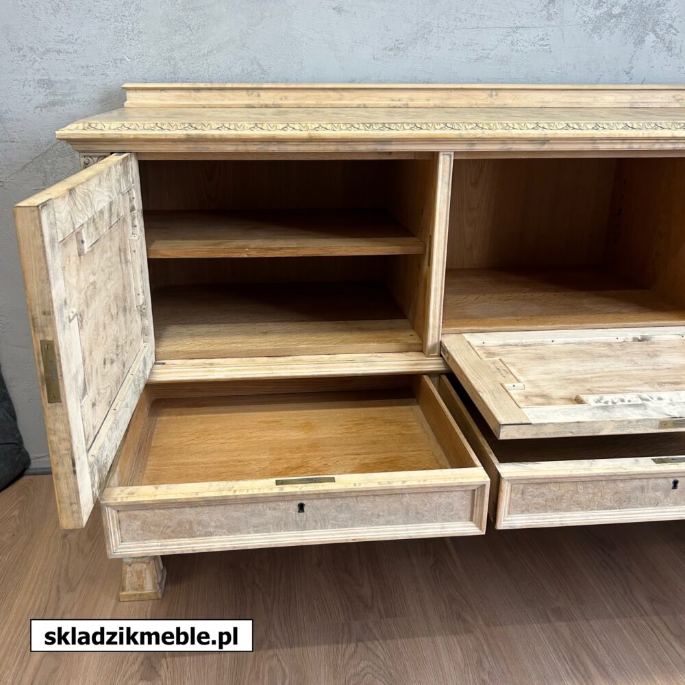 110625 RUSTYKALNA KOMODA Z CIEKAWYM, FORNIROWANYM BLATEM - obrazek 19