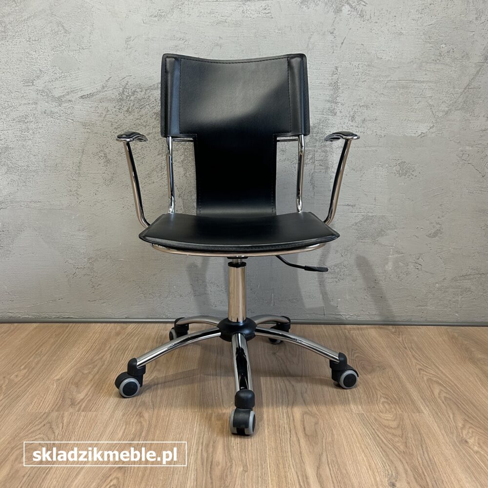 161224 KRZESŁO BIUROWE OBROTOWE CZARNE STELAŻ CHROM