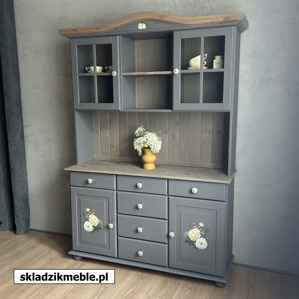 080725  KREDENS SOSNOWY W KOLORZE CIEPŁEJ SZAROŚCI, PO METAMORFOZIE     - obrazek 7