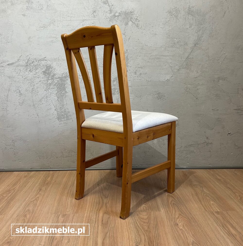 040425 KRZESŁO SOSNOWE Z BEŻOWYM SIEDZISKIEM, ZESTAW 4 SZT. - obrazek 7