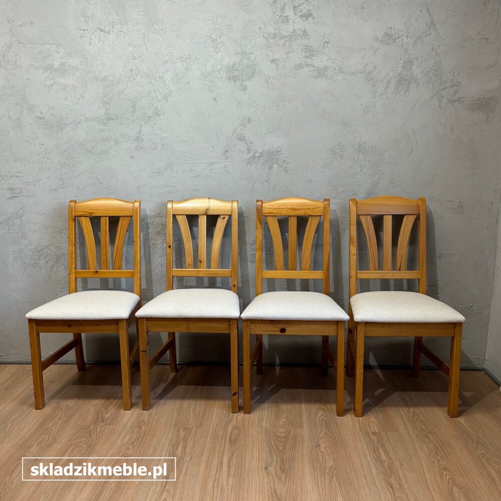 040425 KRZESŁO SOSNOWE Z BEŻOWYM SIEDZISKIEM, ZESTAW 4 SZT. - obrazek 12