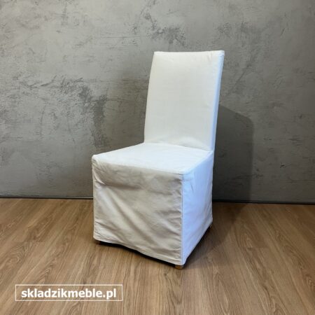 200725 KRZESŁO TAPICEROWANE Z BIAŁYM POKROWCEM
