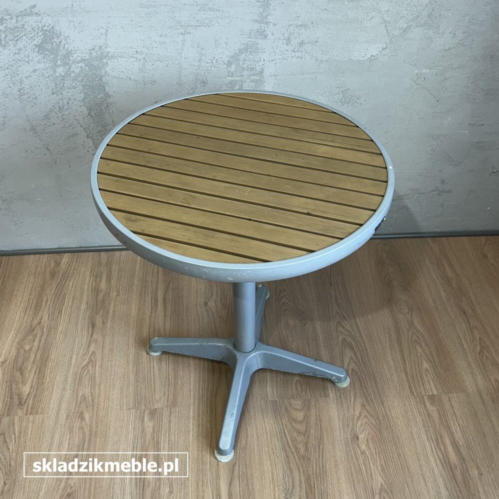 210725 STOLIK OGRODOWY SZARY Z DREWNIANYM BLATEM - obrazek 4