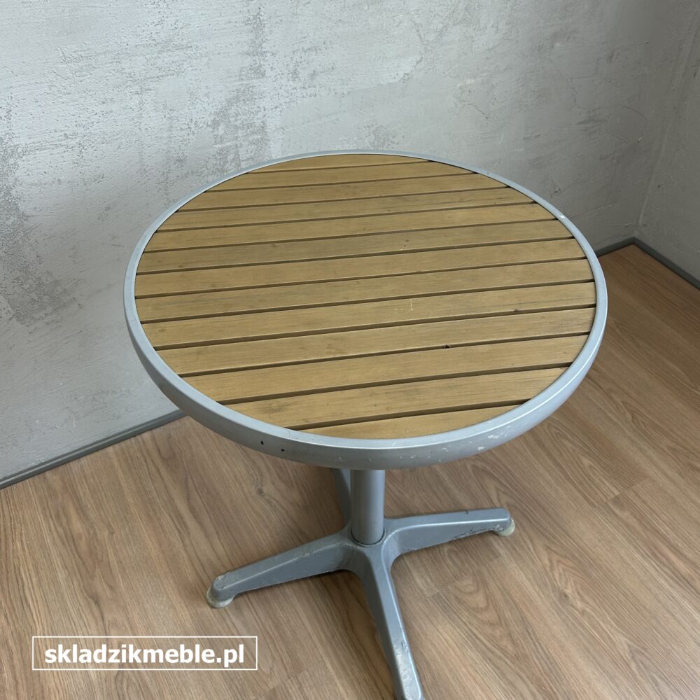 210725 STOLIK OGRODOWY SZARY Z DREWNIANYM BLATEM - obrazek 7