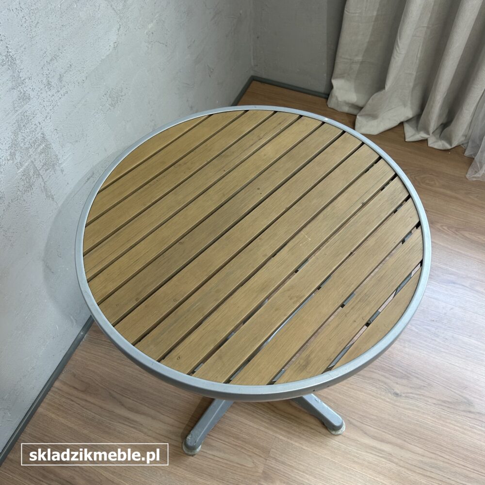 210725 STOLIK OGRODOWY SZARY Z DREWNIANYM BLATEM - obrazek 9