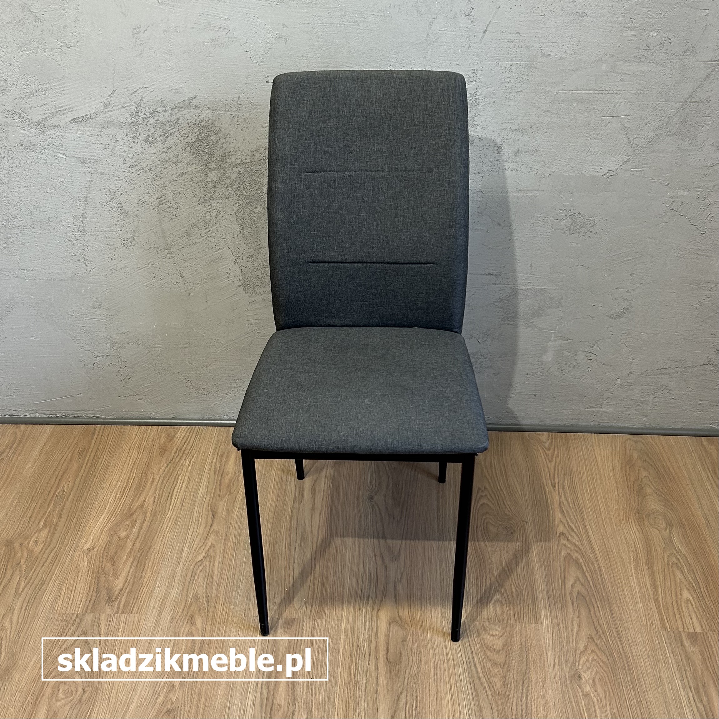 171224 PROSTE KRZESŁO BIUROWE CZARNE MATERIAŁ SZARY - obrazek 3