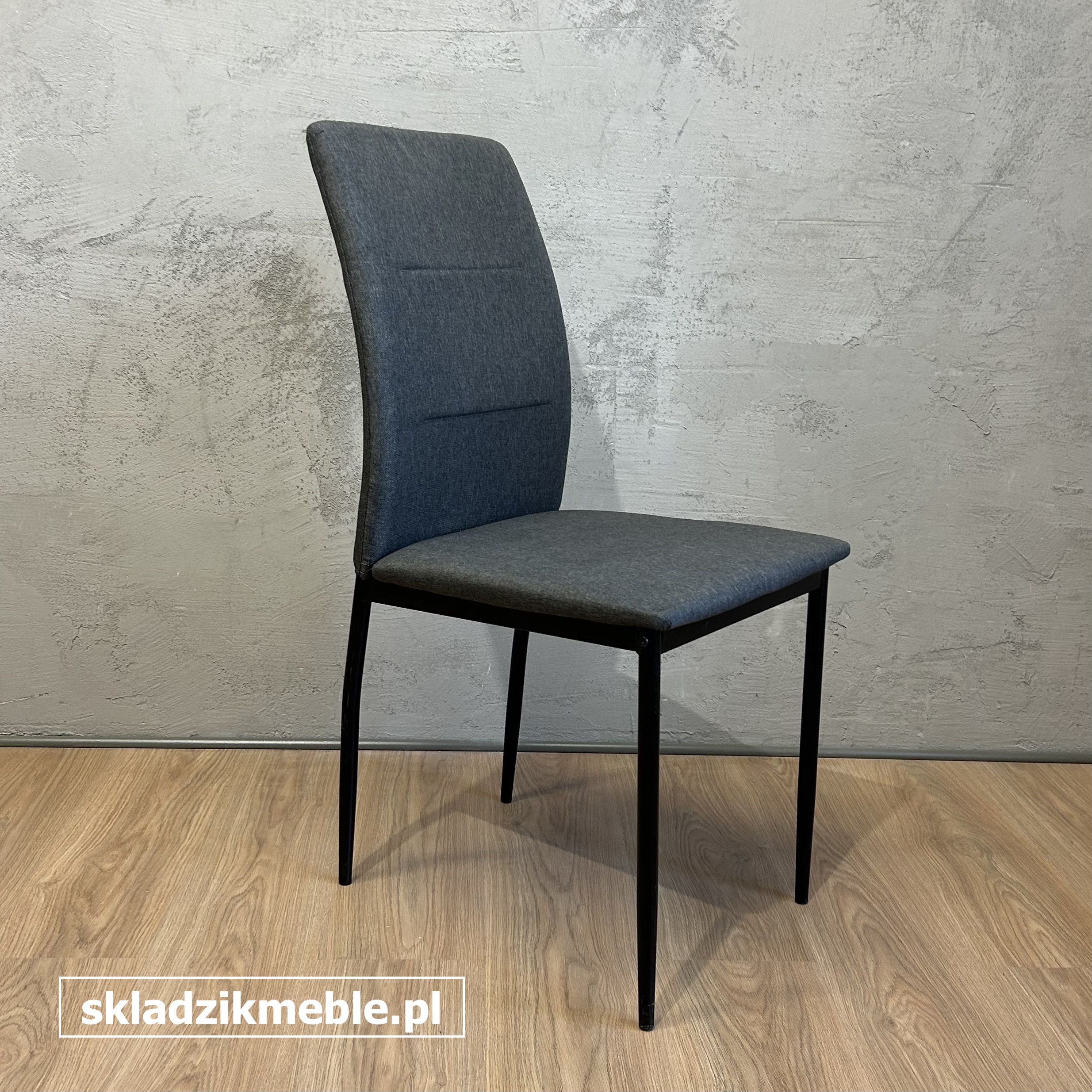 171224 PROSTE KRZESŁO BIUROWE CZARNE MATERIAŁ SZARY - obrazek 7