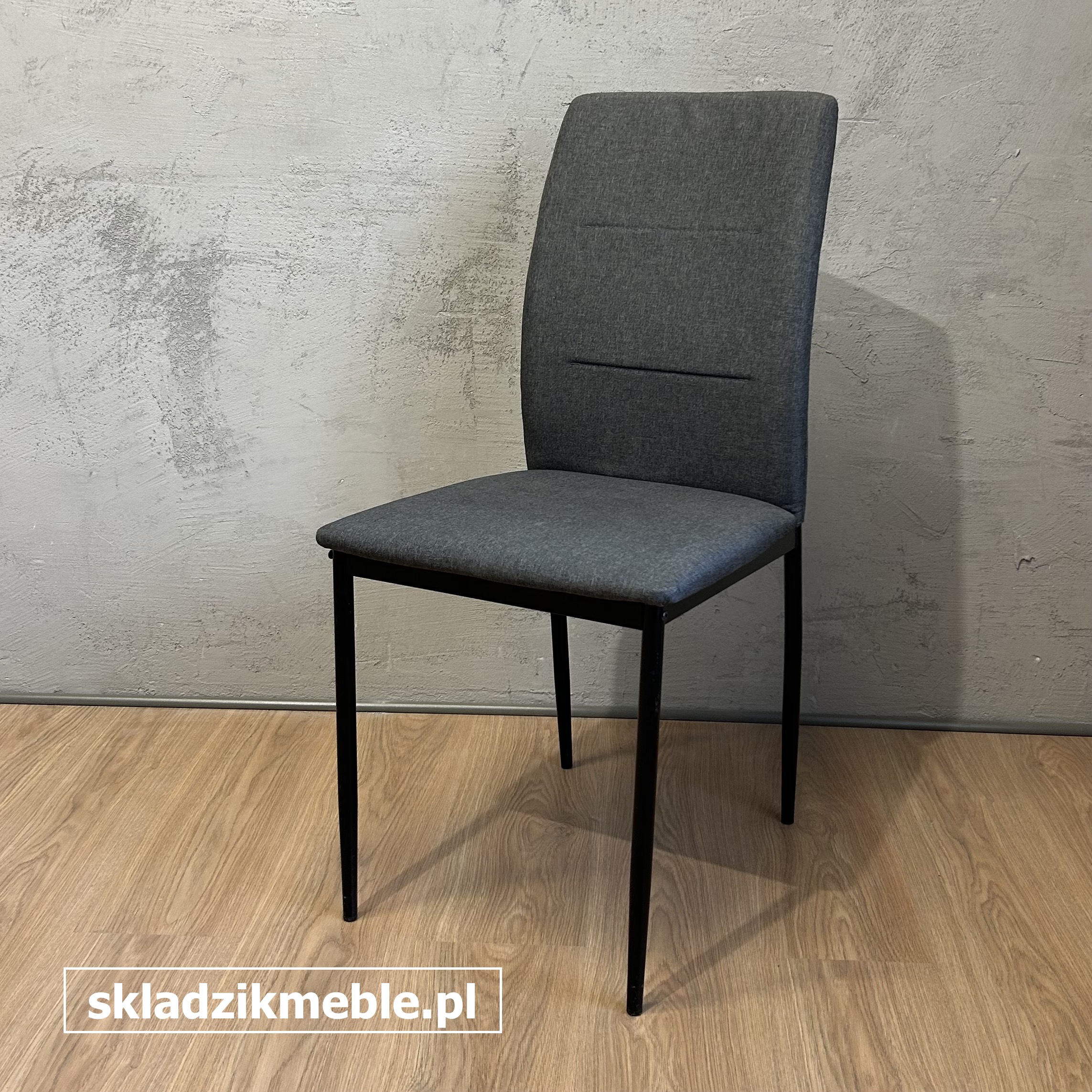 171224 PROSTE KRZESŁO BIUROWE CZARNE MATERIAŁ SZARY - obrazek 5