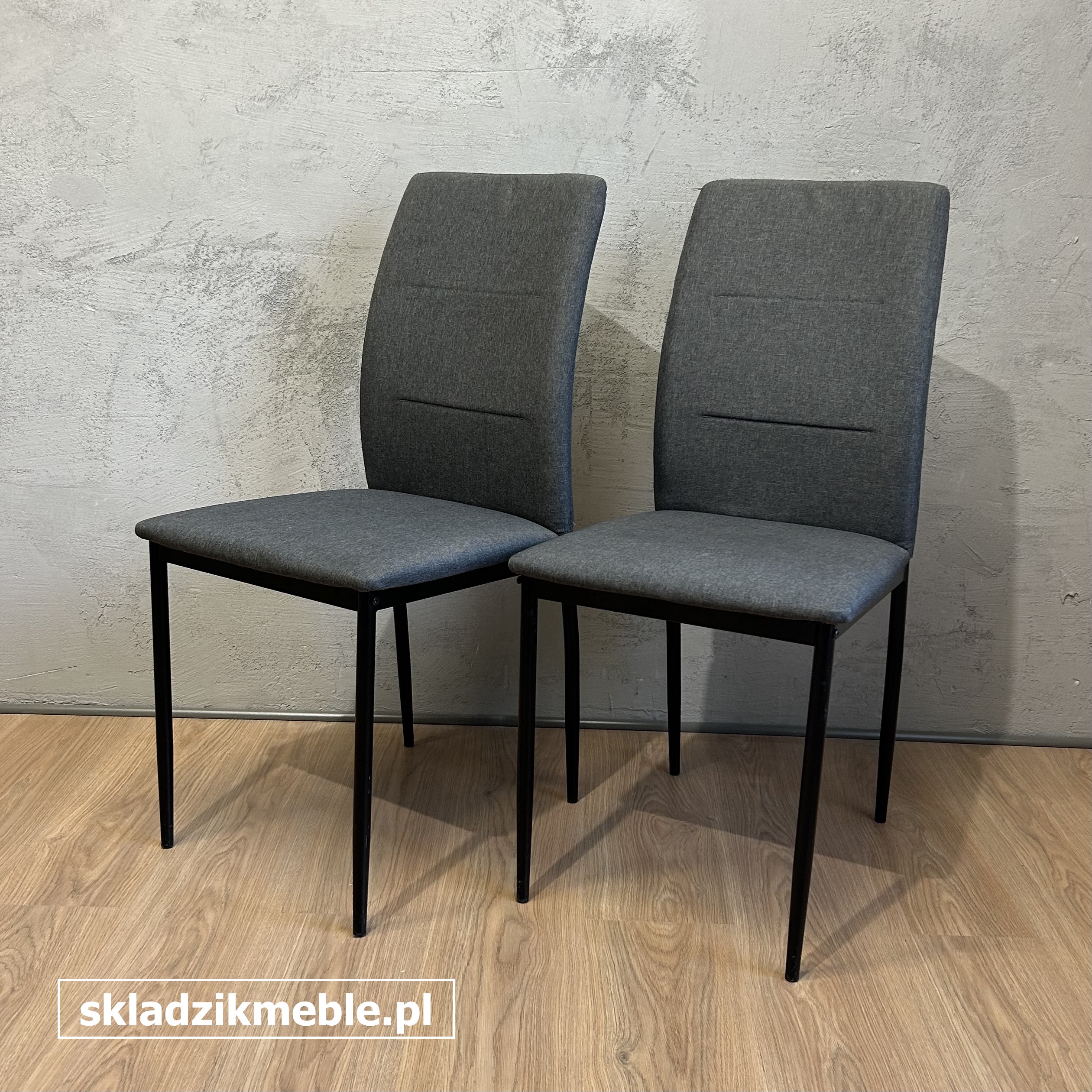 171224 PROSTE KRZESŁO BIUROWE CZARNE MATERIAŁ SZARY - obrazek 8