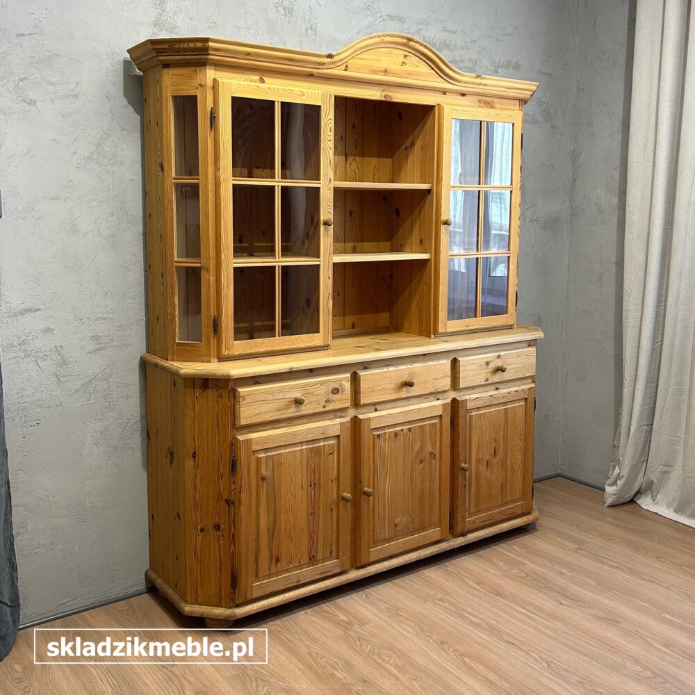 030825 WYSOKI, KLASYCZNY KREDENS SOSNOWY, WITRYNA, BAREK KAWOWY - obrazek 4