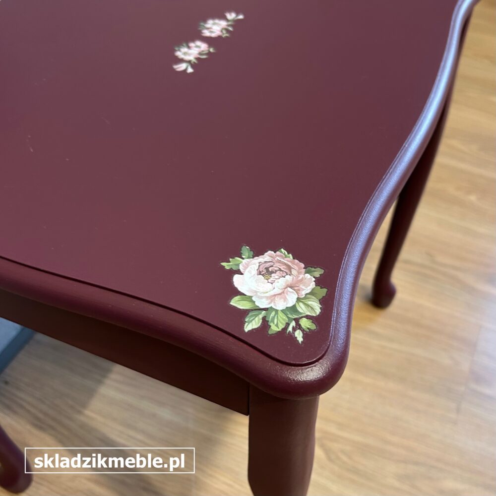 060825 BORDOWY STOLICZEK KAWOWY Z RÓŻYCZKAMI, PO METAMORFOZIE - obrazek 17