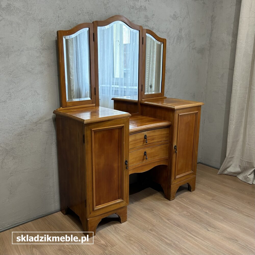 070825 DĘBOWA TOALETKA Z FREZOWANYMI LUSTRAMI