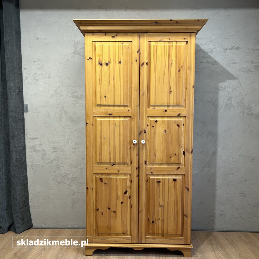 110825 KLASYCZNA DWUDRZWIOWA SZAFA SOSNOWA, GARDEROBA
