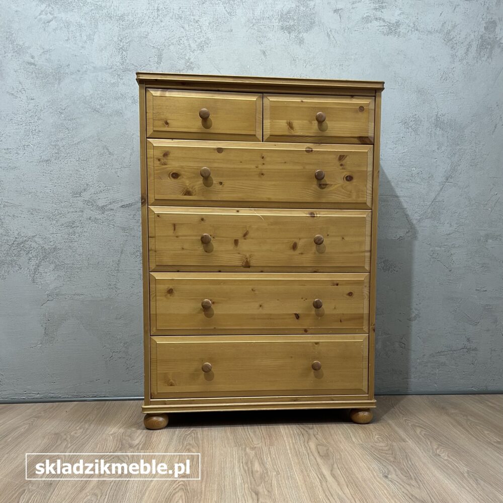 160825 WYSOKA KOMODA SOSNOWA Z SZEŚCIOMA SZUFLADAMI - obrazek 3