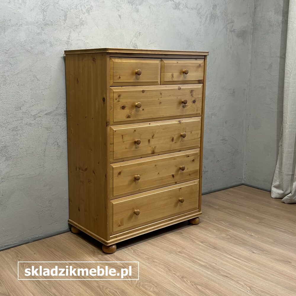160825 WYSOKA KOMODA SOSNOWA Z SZEŚCIOMA SZUFLADAMI - obrazek 6