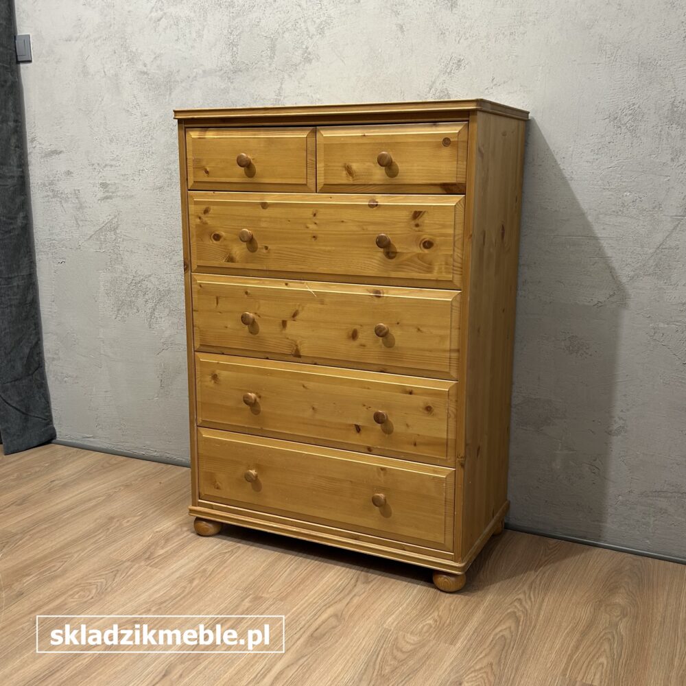 160825 WYSOKA KOMODA SOSNOWA Z SZEŚCIOMA SZUFLADAMI - obrazek 7