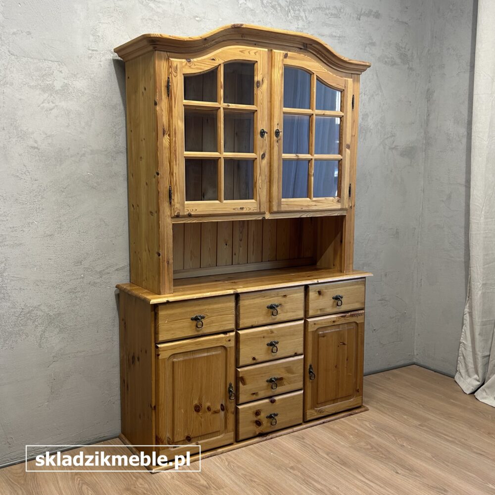 150925 NIEWIELKI KREDENS SOSNOWY Z PRZESZKLONĄ WITRYNĄ - obrazek 15